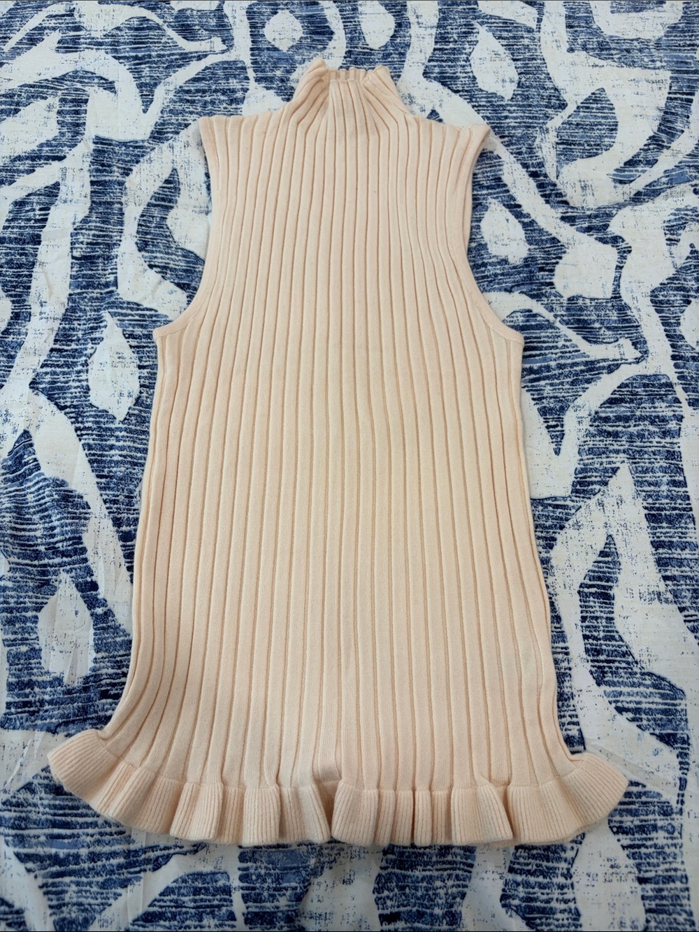 Hem & Thread Sleeveless Ribbed Turtleneck Sweater Tank in Light Blush